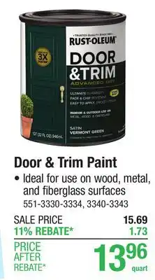 Menards Rust-Oleum Stops Rust Black Door & Trim Paint - 1 qt offer