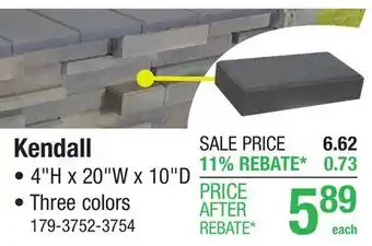 Menards 4 x 20 Charcoal Kendall Split Face Freestanding Wall Block offer