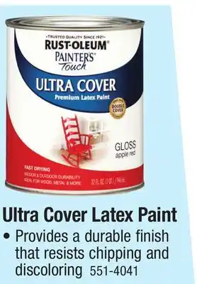 Menards Rust-Oleum Painter's Touch Ultra Cover Latex Gloss Apple Red Paint - 1 qt offer