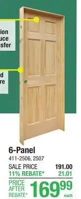 Menards Mastercraft 30W x 80H Pine 6-Panel Prehung Interior Door - Right Inswing offer