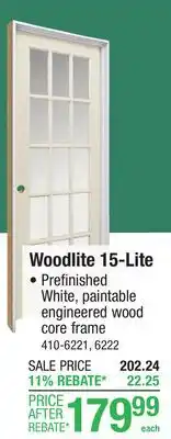 Menards Mastercraft Woodlite 30W x 80H Primed 15-Lite Prehung Interior Door - Right Inswing offer