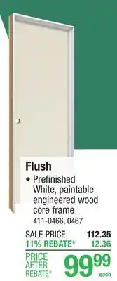 Menards Mastercraft 30W x 80H Primed Flush Prehung Interior Door - Right Inswing offer