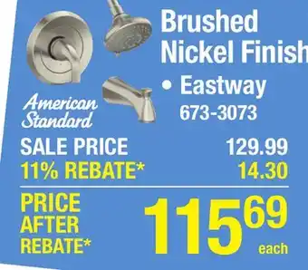 Menards American Standard Eastway One-Handle 6 Function Brushed Nickel Bathtub Shower Faucet offer