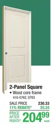 Menards Mastercraft 30W x 80H Primed 2-Panel Square Prehung Interior Door - Right Inswing offer