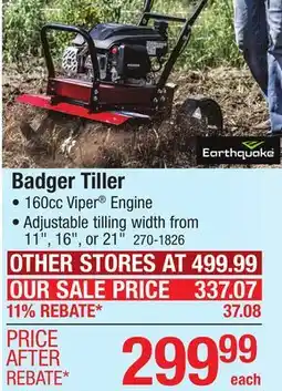 Menards Earthquake Badger 160cc Front Tine Gas Tiller offer