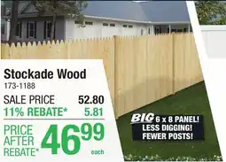 Menards 6 x 8 Natural Wood Stockade Fence Panel offer