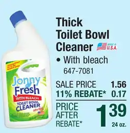 Menards Jonny Fresh with Bleach Ultra Thick Toilet Bowl Cleaner - 24 oz offer