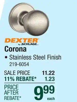 Menards Dexter by Schlage Corona Passage Door Knob - Stainless Steel Finish offer