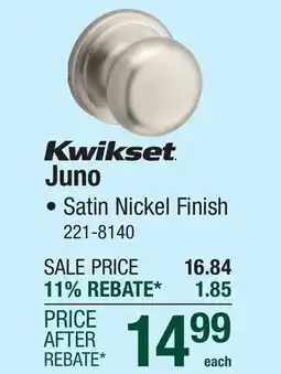 Menards Kwikset Juno Satin Nickel Hall & Closet Passage Door Knob offer