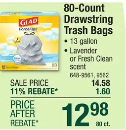 Menards Glad OdorShield Lavender 13 Gallon Tall Kitchen Drawstring Trash Bags - 80 Count offer