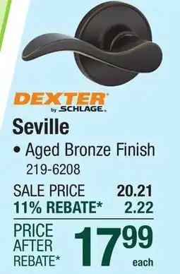 Menards Dexter by Schlage Seville Passage Door Lever in Aged Bronze offer