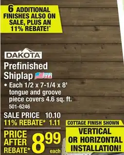 Menards Dakota 7-1/4 x 8' Cottage Prefinished Shiplap Wall Plank offer