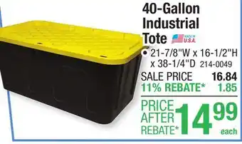 Menards Performax 40-Gallon Black Industrial Storage Tote with Snap-On Lid offer