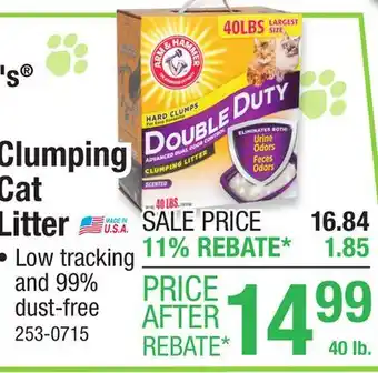 Menards Arm & Hammer Double Duty Advanced Odor Control Clumping Cat Litter - 40 lbs offer