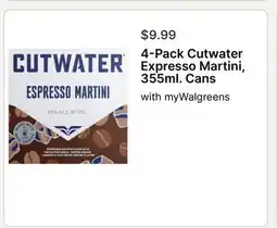 Walgreens 4-Pack Cutwater Expresso Martini, with, 355ml. Cans offer