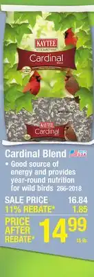 Menards KAYTEE Cardinal Blend Wild Bird Food Seed Blend - 15 lb offer