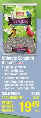 Menards KAYTEE Ultimate Songbird Blend Wild Bird Food Seed - 14 lb offer