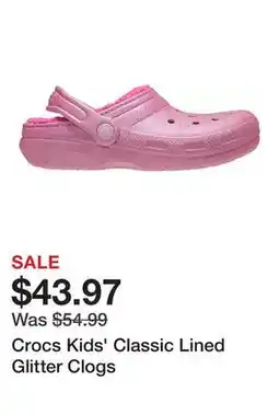 Dick's Sporting Goods Crocs Kids' Classic Lined Glitter Clogs offer