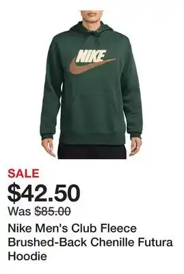 Dick's Sporting Goods Nike Men's Club Fleece Brushed-Back Chenille Futura Hoodie offer