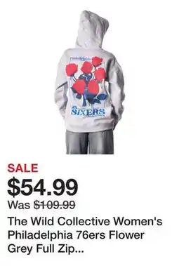 Dick's Sporting Goods The Wild Collective Women's Philadelphia 76ers Flower Grey Full Zip Hoodie offer