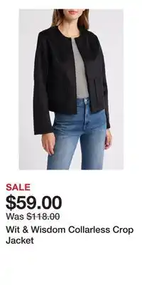 Nordstrom Wit & Wisdom Collarless Crop Jacket offer