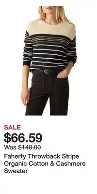 Nordstrom Faherty Throwback Stripe Organic Cotton & Cashmere Sweater offer