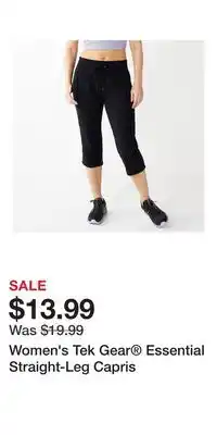 Kohl's Women's Tek Gear Essential Straight-Leg Capris offer