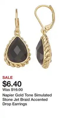 Kohl's Napier Gold Tone Simulated Stone Jet Braid Accented Drop Earrings offer