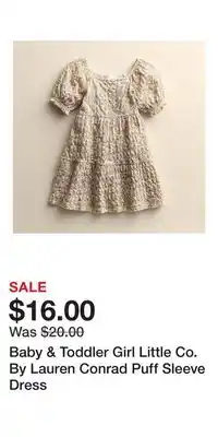 Kohl's Baby & Toddler Girl Little Co. By Lauren Conrad Puff Sleeve Dress offer