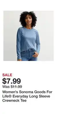 Kohl's Women's Sonoma Goods For Life Everyday Long Sleeve Crewneck Tee offer