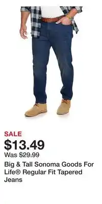 Kohl's Big & Tall Sonoma Goods For Life Regular Fit Tapered Jeans offer