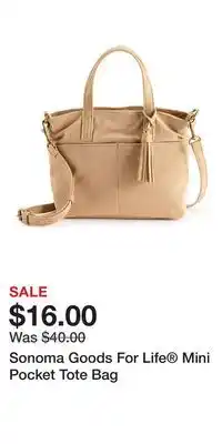 Kohl's Sonoma Goods For Life Mini Pocket Tote Bag offer