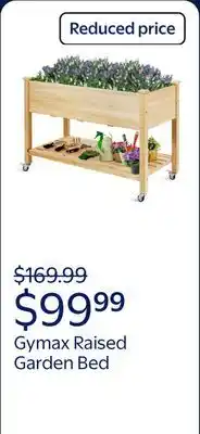 Walmart Gymax Raised Garden Bed Wood Elevated Planter Bed w/Lockable Wheels Shelf & Liner offer