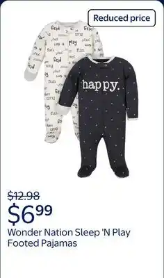 Walmart Wonder Nation Baby Neutral Zip Up Sleep 'N Play Footed Pajamas offer