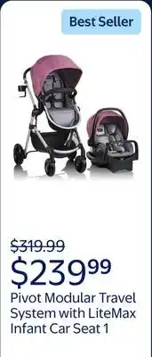 Walmart Pivot Modular Travel System with LiteMax Infant Car Seat (Dusty Rose Pink) offer