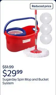 Walmart SUGARDAY Spin Mop and Bucket System with Wringer Set for Floors Red offer