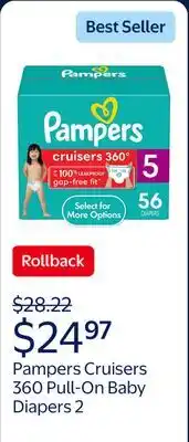 Walmart Pampers Cruisers 360 Pull-On Baby Diapers offer