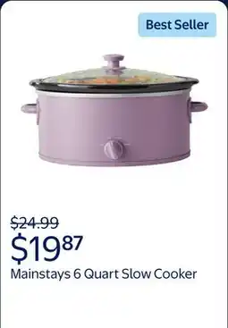 Walmart Mainstays 6 Quart Oval Slow Cooker, Stainless Steel Finish, Glass Lid, Model # MS54100112168S offer