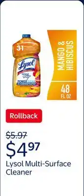 Walmart Lysol Multi-Surface Cleaner - Pourable Brand New Day Mango & Hibiscus 9/48 oz offer