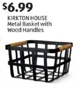 Aldi KIRKTON HOUSE Metal Basket with Wood Handles offer