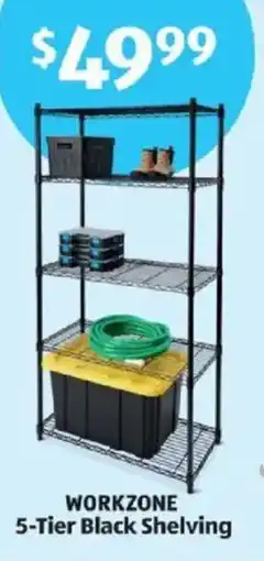 Aldi WORKZONE 5-Tier Black Shelving offer