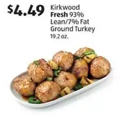 Aldi Kirkwood Fresh 93% Lean/7% Fat Ground Turkey offer