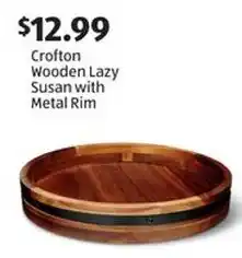 Aldi Crofton Wooden Lazy Susan with Metal Rim offer