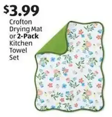 Aldi Crofton Drying Mat or 2-Pack Kitchen Towel Set offer