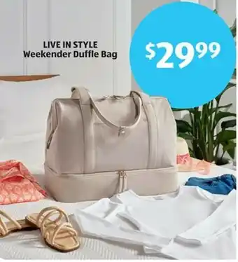 Aldi LIVE IN STYLE Weekender Duffle Bag offer