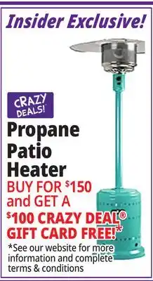 Ocean State Job Lot 46 000 BTU Outdoor Propane Patio Heater with Wheels Stainless Steel and Hammered Black offer