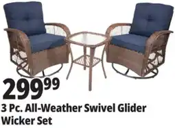 Ocean State Job Lot Outdoor Living Furnishings All-Weather 3-Piece Swivel Glider Set with Cushions offer