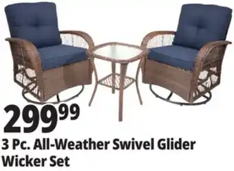 Ocean State Job Lot Outdoor Living Furnishings All-Weather 3-Piece Swivel Glider Set with Cushions offer