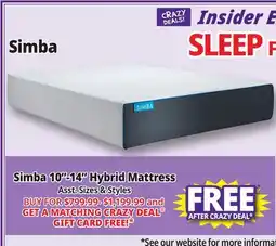 Ocean State Job Lot Simba Mattress offer