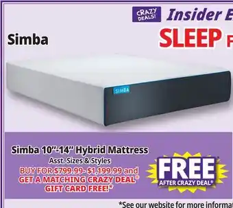 Ocean State Job Lot Simba Mattress offer